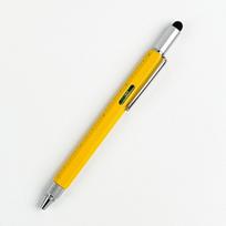 Refillable Ballpoint Multi-tool Pen Spirit Level Technical Ruler Touch Screen Stylus Touch Screen Six-in-One Multifunctional Pen geltona