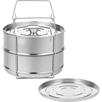 Stackable Steamer Insert Pans Double Layer Stainless Steel Steamer with Sling and Lid Efficient Pressure Cooker Insert for Cooking Baking Steaming Y