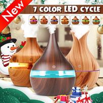 300ml Electric Humidifier Essential Aroma Oil Diffuser Ultrasonic Wood Grain Air Humidifier USB Mini Mist Maker USB Dark Wood Grain