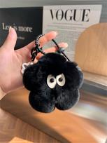 Cute Rabbit Fur Sunflower Pendant Keychain Real Fur Rabbit Doll Charm Toys Ornament Keyring Jewelry Pompom Pendant Gift Handbag 11 cm