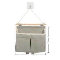 New Storage Basket Hanging Storage Rack Bed Remote Control Bookshelf Dormitory Storage Bag Stand With Hook Bedside Pocket+ pilka spalva