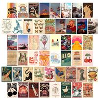 50 Retro stiliaus plakatų, vėjo sienos dekoravimo kortelės, madingas grafiti išdėstymas, svetainės pranešimų kortelė, atvirukas T01041484 wall card-vintage poster 50