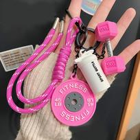 Hand-Woven Fitness Keychain Mini Dumbbell Anti-Lost Gym Lover Key chain DIY Trinket Nylon Rope Pendant Fitness Enthusiast rožinė