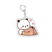 Anime Dudu Bubu Key Chain Super Cute Couple White and Grey Couple Bear Panda Acrylic Keychains Ring for Accessories Bag Pendant 55mm