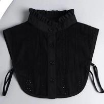 Women Lace Collar Pure Color Detachable Lapel Choker Necklace Shirt Fake False Collar Blouse Sweatshirt Vest Accessories juoda