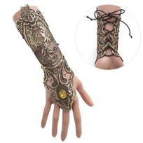 1pc Gothic Steampunk Lace Cuff Fingerless Gloves, Black Arm Warmer Bracelet, Fashion Sexy Halloween Costume Accessories auksas