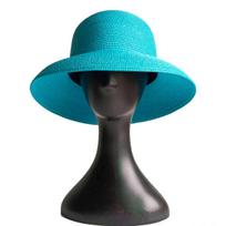 Ežero mėlynumo vasarinė šiaudinė skrybėlė Prancūziškai elegantiška lauko paplūdimio kelionė apsauga nuo ultravioletinių spindulių moteriška šiaudinė skrybėlė chapeau femme M55-58cm