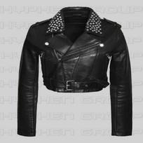 NOORA Women's Black Leather Biker Jacket XS juoda