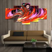 Drobės tapyba 5 panelės HD Japonijos anime berniuko paveikslas Kamado Tanjirou Demon Slayer plakatas Animacijos meno sienos namų dekoras tapyba be rėmo 20x35cm*2  20x45cm*2  20x55cm*1