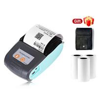 Mini Thermal Receipt POS Printer Wireless Bluetooth 58mm Portable Ticket Bill IOS Android Invoice Business Retail With 3 Rolls mėlyna