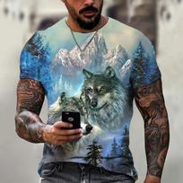 Summer New T-shirt Men's Animal 3D Print Wolf Short Sleeve Top Casual Street Plus Size Men's Clothing T-Shirts S