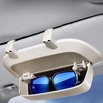 Car Sun Visor Glasses Box Eyeglasses Holder Container Protective Clip on Frame Sunglasses Storage smėlis