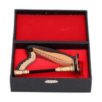 Mini Harp Model Musical Instrument Replica Home Office Table Decoration Ornament MG‑253