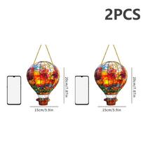2Pcs 2D Hot Air Balloon Window Suncatcher Acrylic Hangable Art Wall Hangable Colored Decor for Indoor Outdoor Garden Patio Decor