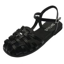 Flat Roman Sandals, Casual Woven One-piece Buckle Sandals For Women 35 juoda