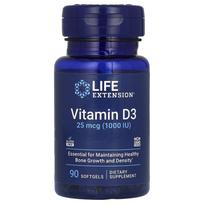 Life Extension, Vitaminas D3, 25mcg (1000 TV), 90 minkštųjų gelių