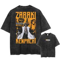 BLEACH Manga Graphic T Shirt Zaraki Kenpachi Print T-shirt Vintage Washed Streetwear Men Women Clothes Pure Cotton Loose Tees L