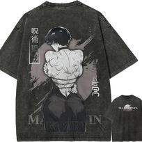Jujutsu Kaisen Maki Zenin Printed Tshirt Mens and Womens Washed Tshirt High Quality Vintage Cotton Tshirt Harajuku Top M