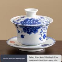 Large Blue and White Porcelain Gaiwan