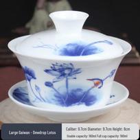 Large Blue and White Porcelain Gaiwan