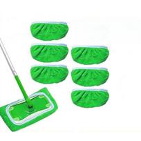 Sweeper Wet Dry Cleaning Cloths Reusable Microfiber Mop Pads Green Furniture Flooring Mop Head Replacement Washable Rag Towel 25.4x11.5cm