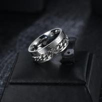 Men's Hip Hop Rotating Chain Titanium Steel Ring Personality Trendy Single Pinky Ring Student Fashion Jewelry no. 5 sidabras