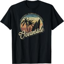 Vintage Oceanside San Diego County California Surf Style T-Shirt S įvairiaspalvis