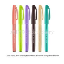 Japan Pentel Touch Brush Sign Pens Fude Pen Soft Flexible Tip 36 Colors Available New Pastel Colour Brush Lettering Pen