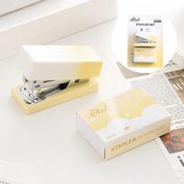 1 set of Gradient Cat Paw Mini Stapler + 400pcs Staples Labor-saving Cartoon Kitty Metal Bound 24/6 Staples Standard A7973 geltona