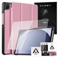 Etui Do Samsung Galaxy Tab A9 2023 8.7  X110 / X115 Obudowa Na Tablet Case Alogy Book Cover Różowe + Szkło
