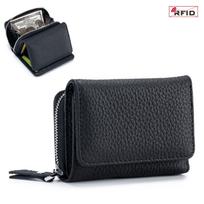 Customized, Japanese-style short leather women's three-fold RFID wallet, large-capacity multi-functional change bag, storage bag. juoda