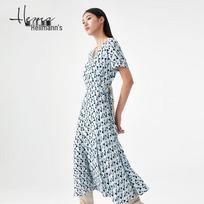 Haier Mans Women's Celadon Green Jacquard Short-Sleeve Dress L