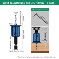 1 Set Woodworking Tool 8/10Mm Shank Drill Bit Core Limiter Countersink Drills Router Bit With Hexagon Wrench 3.2x8MM