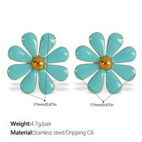 Retro Hong Kong Style Oil Drip Flower Stud Earrings Stainless Steel Gold Plated Simple Small Fashion Pearl Earrings Women