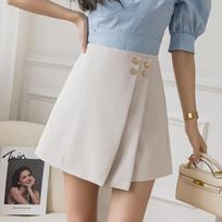 Spring/summer A-word Skirt Pants Joker Metal Buttons Wide-leg Shorts Wearing a Skirt Woman S