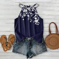 Bohemian Floral Print Sleeveless Tank Top for Women Lightweight Casual Summer Blouse with Adjustable Straps and Relaxed Fit Suitable for Outdoor Wear XXL