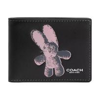 COACH Billfold Wallet FLOPPY 10 bi-fold design cow leather wallet men's black black juoda