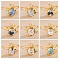 9pcs BTS Group Photo Rotating Pocket Watch Necklace, Ball Chain Pendant, Kpop ARMY Fans Jewelry Accessory 9pcs
