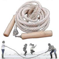 Long Jump Rope for 3-10m Skipping, Multiplayer Rope with Wooden Handles - Best for Team Group Dutch Jumping 3m