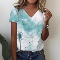 Dandelion 3D Print T-Shirts Summer Fashion Women Streetwear Casual V-Neck T Shirt Y2k Tees Top Oversized Harajuku Woman Clothing S