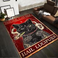 Smoke Catnip Hail Lucipurr Black Cat Red Retro Gothic Style Carpet  Suitable for use as an anti-slip for living room bedroom sofas 40x60cm( 15x23in )