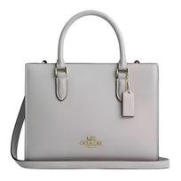 Coach Maggie 24 Classic Logo Tote Bag Pebble Leather Handbag Small Women Tote Bags Pigeon-Gray CY668-IMDOY Basic Set (Bag+Dust Bag)