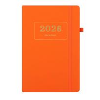 PU Leather 2026 Daily Planner 2026.1.1-2026.12.31 Agenda Notepad Calendar Book  To Do List oranžinė