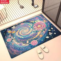 Glowing Dandelion Galaxy Area Rug, Neon Constellation Carpet for Living Room, Non-slip Starry Sky Floor Mat for Bedroom Decor 40cm x 60cm ruda