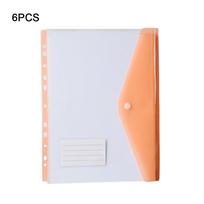 6 pcs New PP Binder Folders Clear Envelopes Binder Pocket A4 Button Closure Label Loose-Leaf Home Office