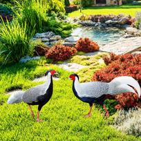 2x Chicken Animal Statue Stakes Sculpture Weatherproof Figurines Garden Decorations for