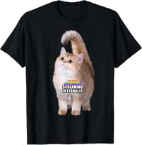 Screaming Internally Rainbow Kitten Funny T- Shirt L