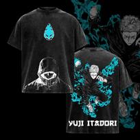 Anime Jujutsu Kaisen T Shirt Men's Clothing Itadori Yuji Gothic Vintage Y2k Washed T-shirt Short Sleeve Cotton Tees S