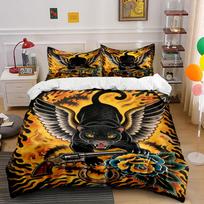 Winged panther, flames, revolver. Bedding sets Duvet cover sets Duvet covers Pillowcases(1 * Duvet Cover 2 * Pillowcases without duvet insert) 135x200cm
