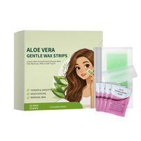 Aloe Vera Gentle Wax Strips for Hair Removal with Moisturizing and Tender Skin Effect Includes Calming Wipes for Smooth and Delicate Skin After Use One Size žalia